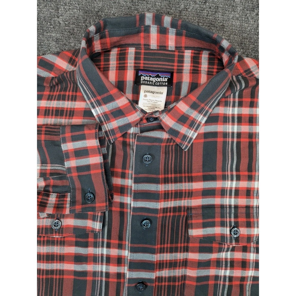 Patagonia Flannel Shirt Mens Medium Red Plaid Organic Cotton